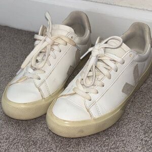 Veja White Sneakers with Cream Details